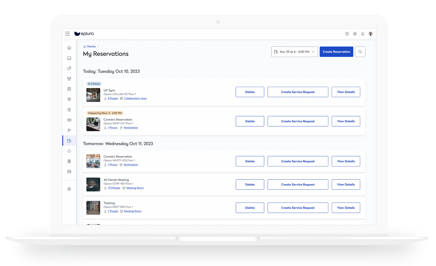 screenshot of Eptura Workplace